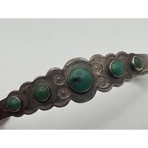Vintage Native American Sterling Silver Turquoise Cuff Bracelet